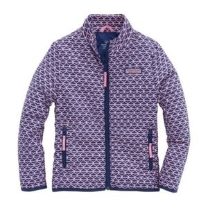 Vineyard Vines Puffer Jacket - Pink and Navy Whaletail Girls XL